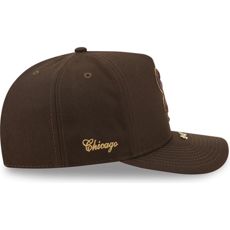 mutzen-gebogen-braun-snapback-9fifty-a-frame-precurved-visor-pin-der-chicago-white-sox-mlb-von-new-era