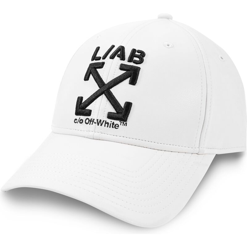 cappello-curvo-bianco-cinghia-regolabile-clamp-arrows-pu-leather-di-l-ab-c-o-off-white cappello-curvo-bianco-cinghia-regolabile-clamp-arrows-pu-leather-di-l-ab-c-o-off-white
