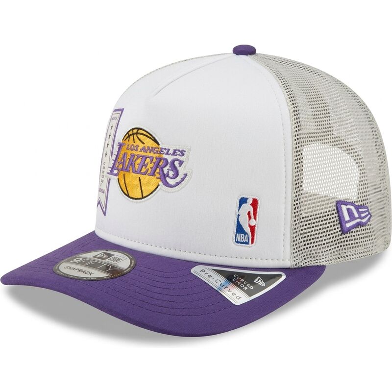 mutzen-gebogen-violett-snapback-9fifty-a-frame-precurved-multi-patch-der-los-angeles-lakers-nba-von-new-era