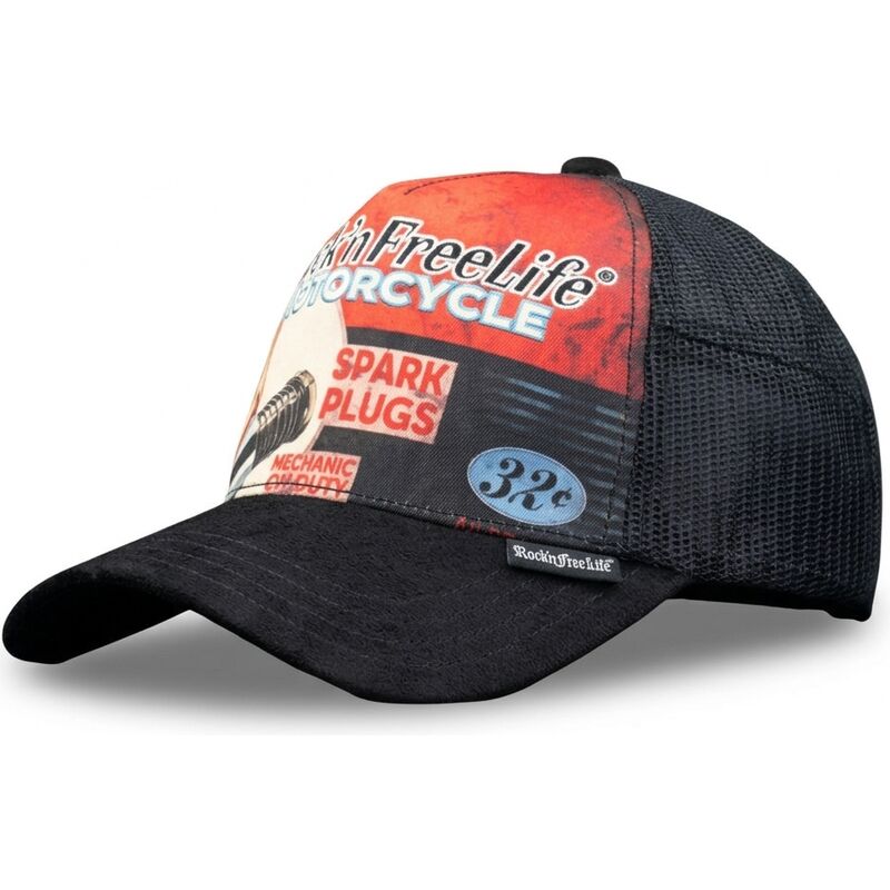 cappello-curvo-nero-snapback-n240-spark-plugs-di-rocknfreelife