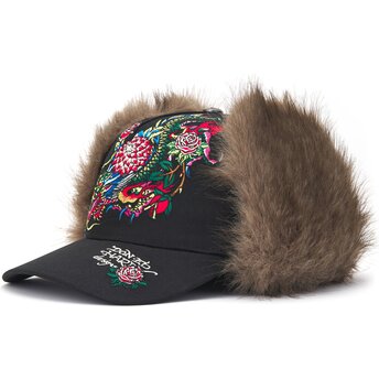 Cappello curvo nero aderente Crawling Trapper di Ed Hardy