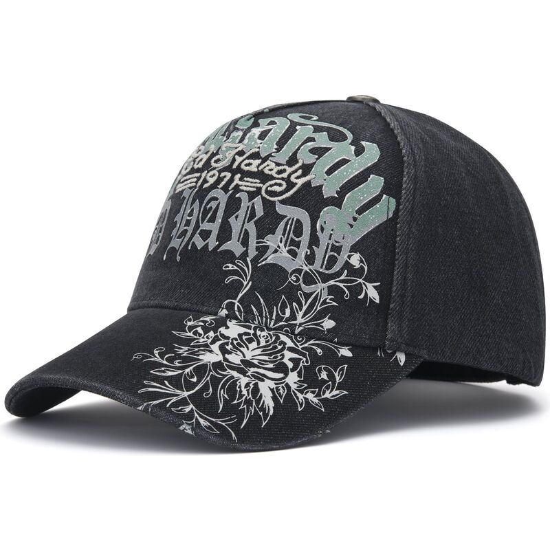 cappello-curvo-nero-cinghia-regolabile-distressed-floral-gothic-di-ed-hardy
