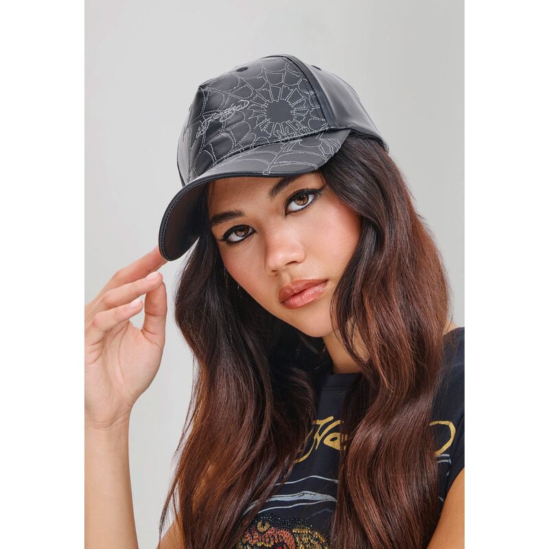 cappello-curvo-nero-cinghia-regolabile-spiderweb-pu-leather-di-ed-hardy cappello-curvo-nero-cinghia-regolabile-spiderweb-pu-leather-di-ed-hardy
