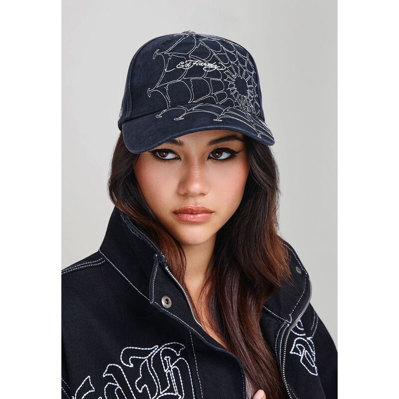 casquette-courbee-noire-et-blanche-ajustable-spiderweb-ed-hardy