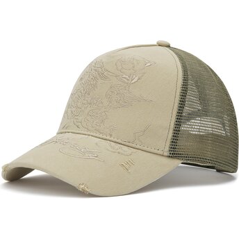 Cappello curvo kaki snapback Outline di Ed Hardy
