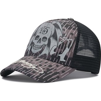 Casquette trucker noire 13 Skull Ed Hardy