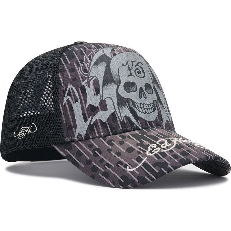 cappello-curvo-nero-snapback-13-skull-di-ed-hardy