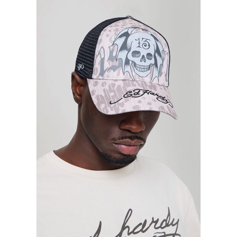 cappello-curvo-grigio-snapback-13-skull-di-ed-hardy