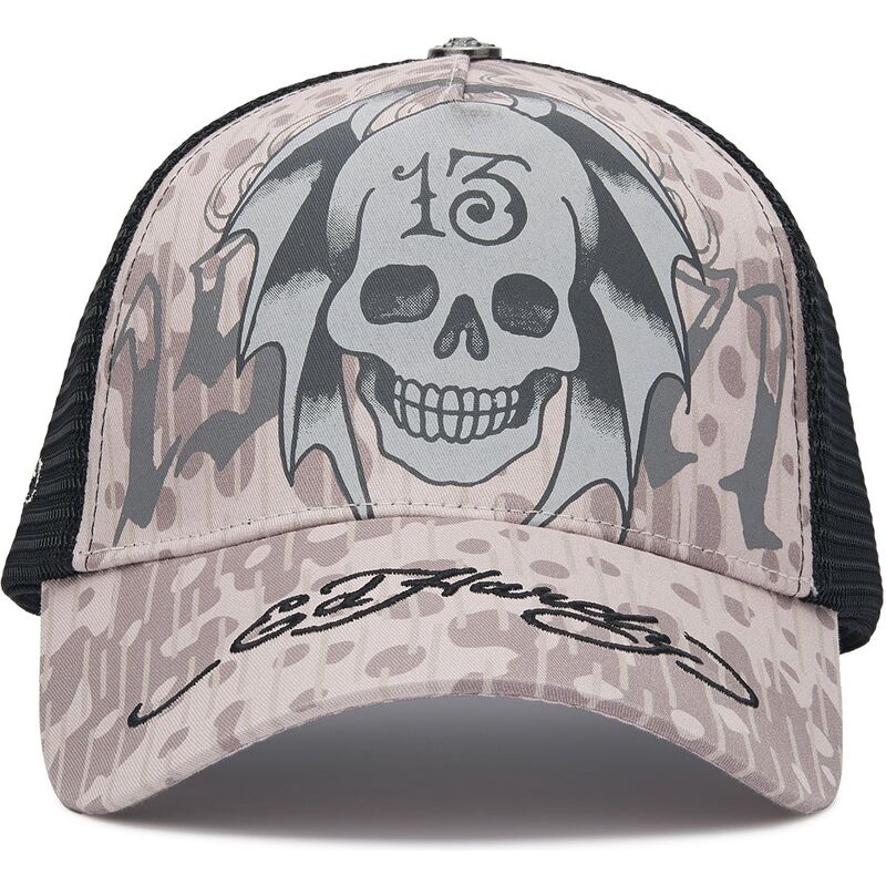 cappello-curvo-grigio-snapback-13-skull-di-ed-hardy