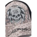 cappello-curvo-grigio-snapback-13-skull-di-ed-hardy