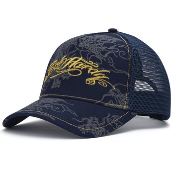 Mützen gebogen marineblau snapback Outline Dragons von Ed Hardy