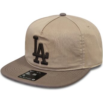 Cappello piatto beige cinghia regolabile Pro Unstructured 5 Panel dei Los Angeles Dodgers MLB di Nike
