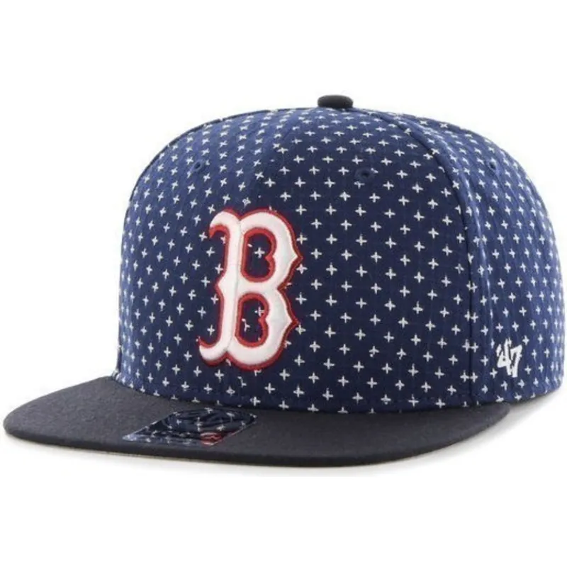 cappelli-piatta-blu-marino-snapback-estampado-de-cruces-dei-boston-red-sox-mlb-di-47-brand cappelli-piatta-blu-marino-snapback-estampado-de-cruces-dei-boston-red-sox-mlb-di-47-brand
