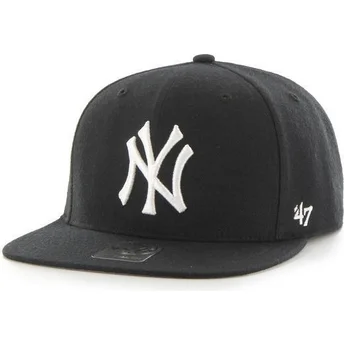 Cappellino visiera piatta nero snapback tinta unita di MLB New York Yankees di 47 Brand