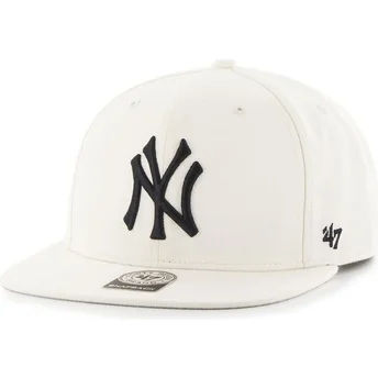 47 Brand Flat Brim MLB New York Yankees Smooth White Snapback Cap