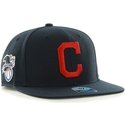 47-brand-flat-brim-seitliches-logo-mlb-cleveland-indians-smooth-snapback-cap-marineblau