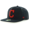 cappello-piatto-blu-navy-snapback-semplice-con-logo-laterale-dei-cleveland-indians-di-mlb-di-47-brand