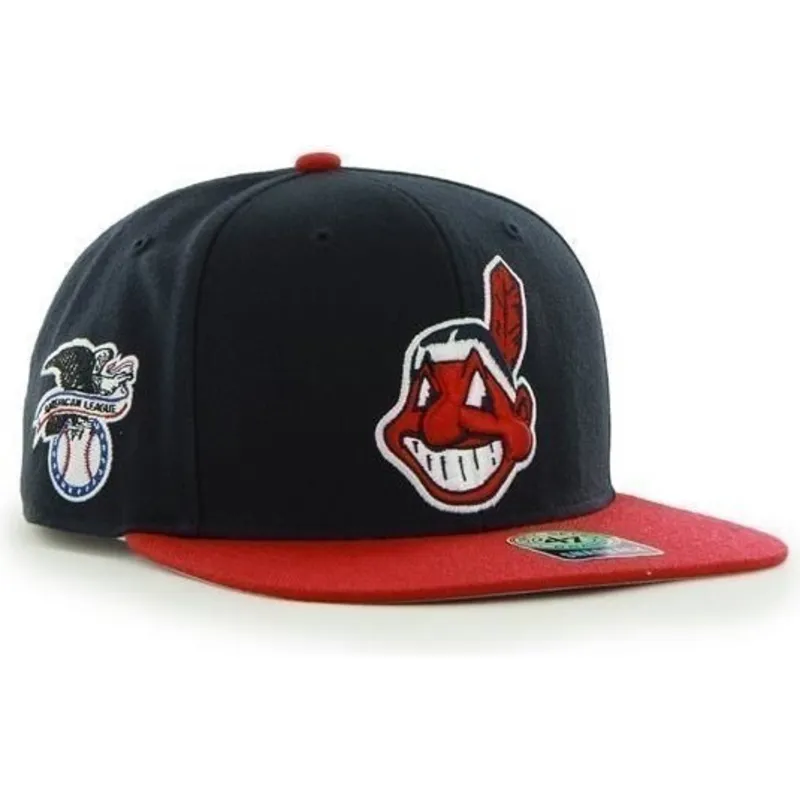 cappelli-piatta-blu-marino-snapback-lisa-antiguo-dei-cleveland-indians-mlb-di-47-brand
