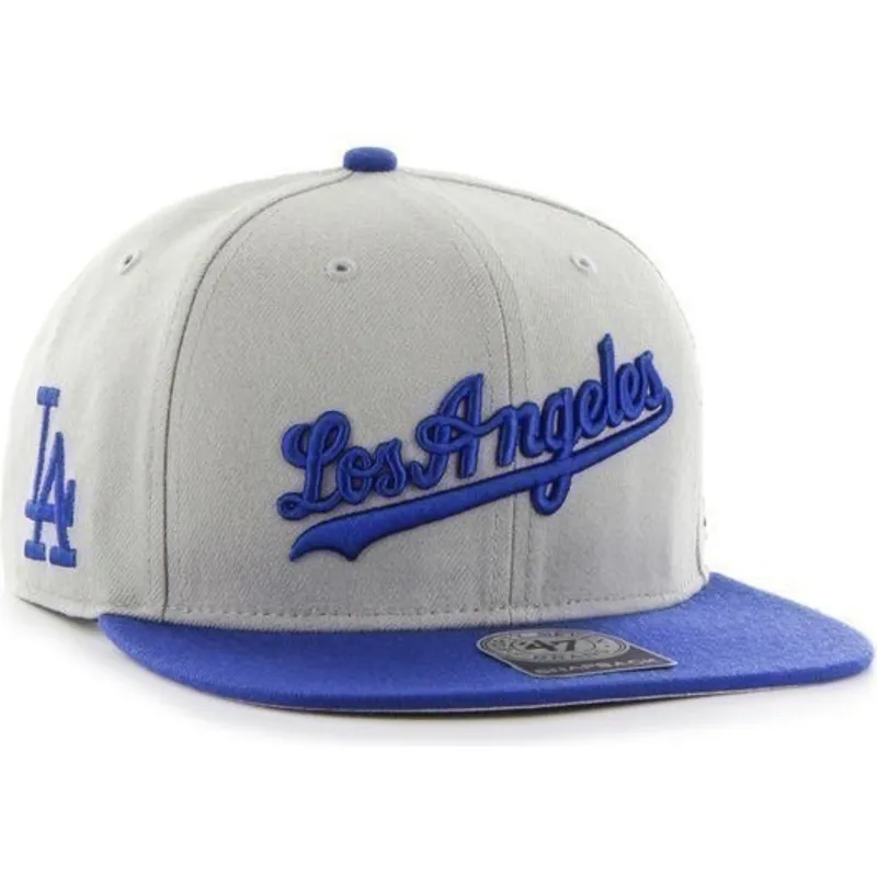 cappelli-piatta-grigio-snapback-lateral-dei-los-angeles-dodgers-mlb-di-47-brand
