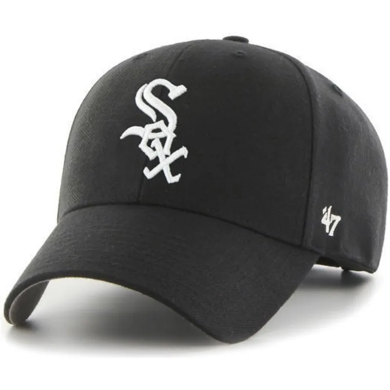 cappellino-visiera-curva-nera-liscia-di-mlb-chicago-white-sox-di-47-brand