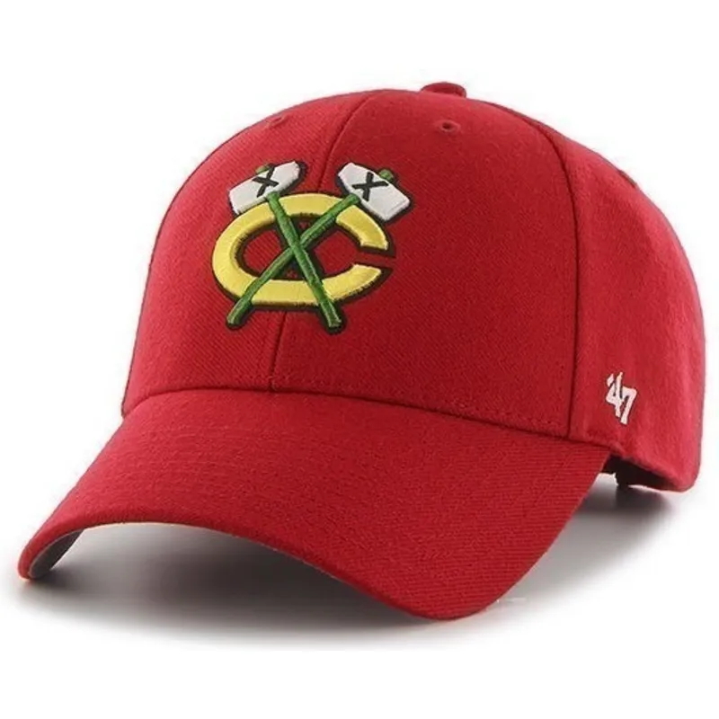 cappelli-curva-rosso-cinghia-regolabile-dei-chicago-blackhawks-nhl-di-47-brand cappelli-curva-rosso-cinghia-regolabile-dei-chicago-blackhawks-nhl-di-47-brand