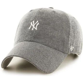 cappellino-con-visiera-curva-grigio-con-piccolo-logo-mlb-new-york-yankees-di-47-brand