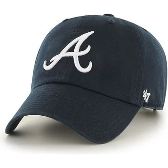 cappelli-curva-blu-marino-cinghia-regolabile-frontal-dei-atlanta-braves-mlb-di-47-brand