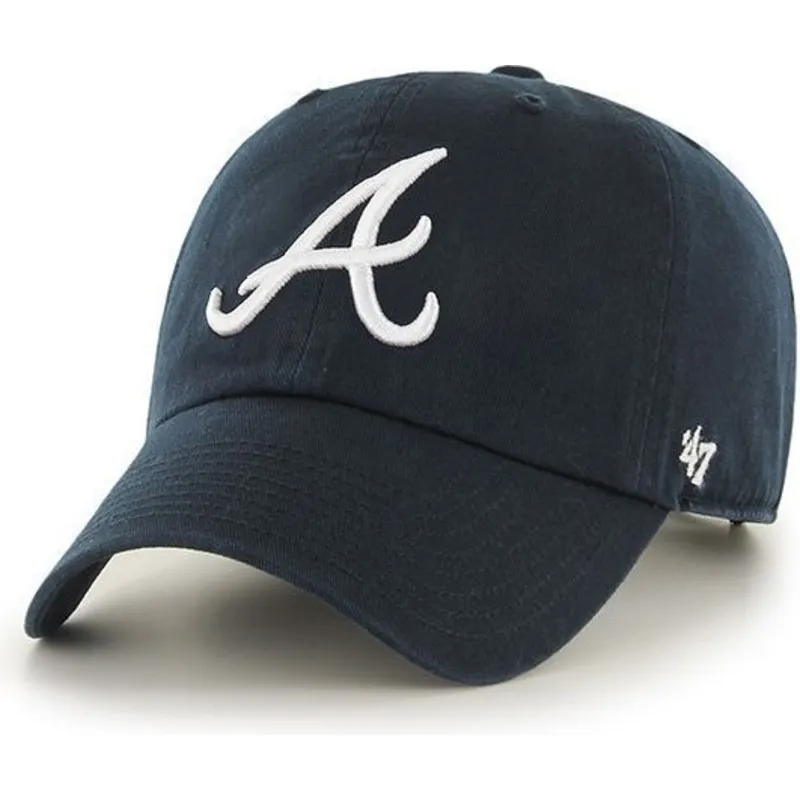 cappelli-curva-blu-marino-cinghia-regolabile-frontal-dei-atlanta-braves-mlb-di-47-brand