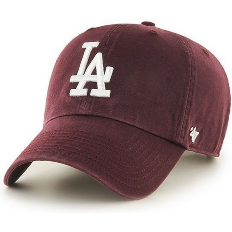 casquette-courbee-grenat-los-angeles-dodgers-mlb-clean-up-47-brand