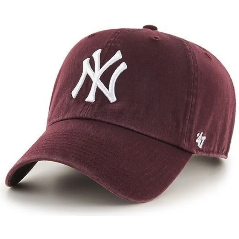 cappellino-curvo-granata-di-new-york-yankees-mlb-clean-up-di-47-brand