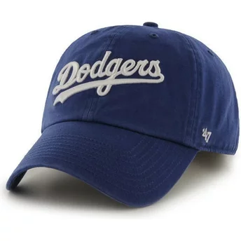 Cappellino visiera curva blu con logo lettere di Los Angeles Dodgers MLB Clean Up di 47 Brand