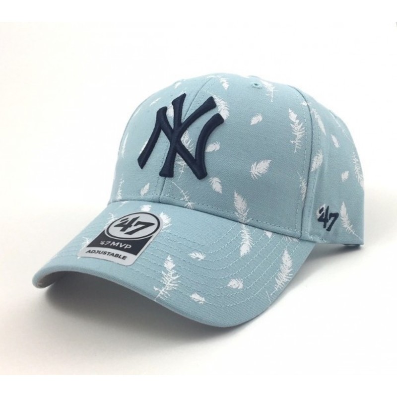 47-brand-curved-brim-feather-print-new-york-yankees-mlb-cap-blau