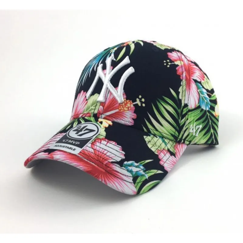 cappelli-curva-multicolore-cinghia-regolabile-estampado-de-flores-dei-new-york-yankees-mlb-di-47-brand
