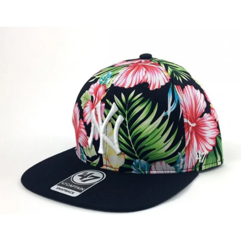 cappelli-piatta-multicolore-snapback-estampado-de-flores-dei-new-york-yankees-mlb-di-47-brand