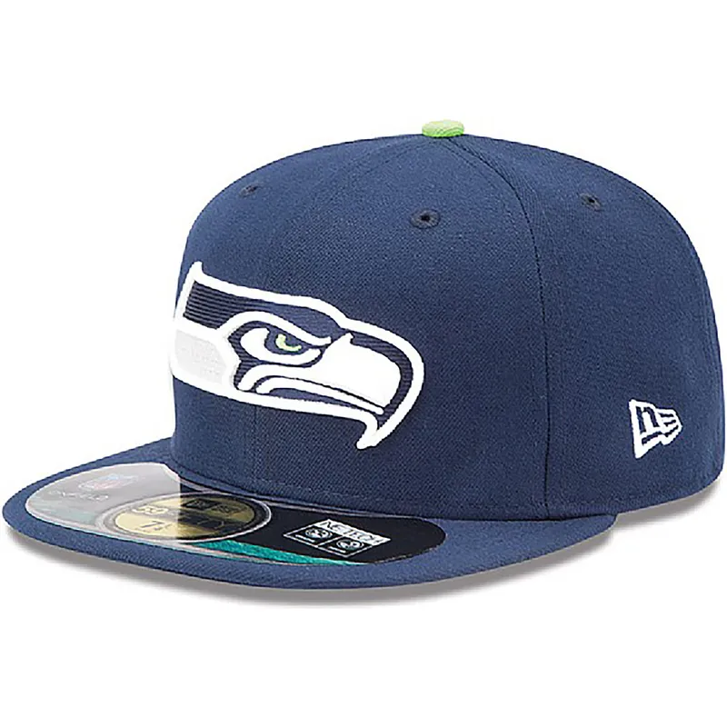 cappello-piatto-blu-regolabile-59fifty-authentic-on-field-game-dei-seattle-seahawks-nfl-di-new-era