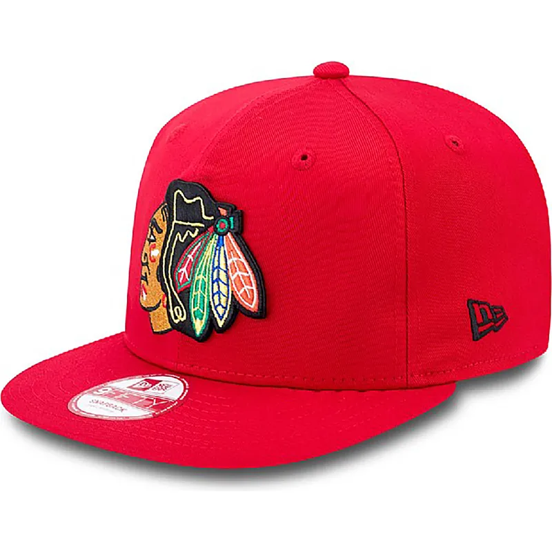 cappelli-piatta-rosso-snapback-9fifty-cotton-block-dei-chicago-blackhawks-nhl-di-new-era