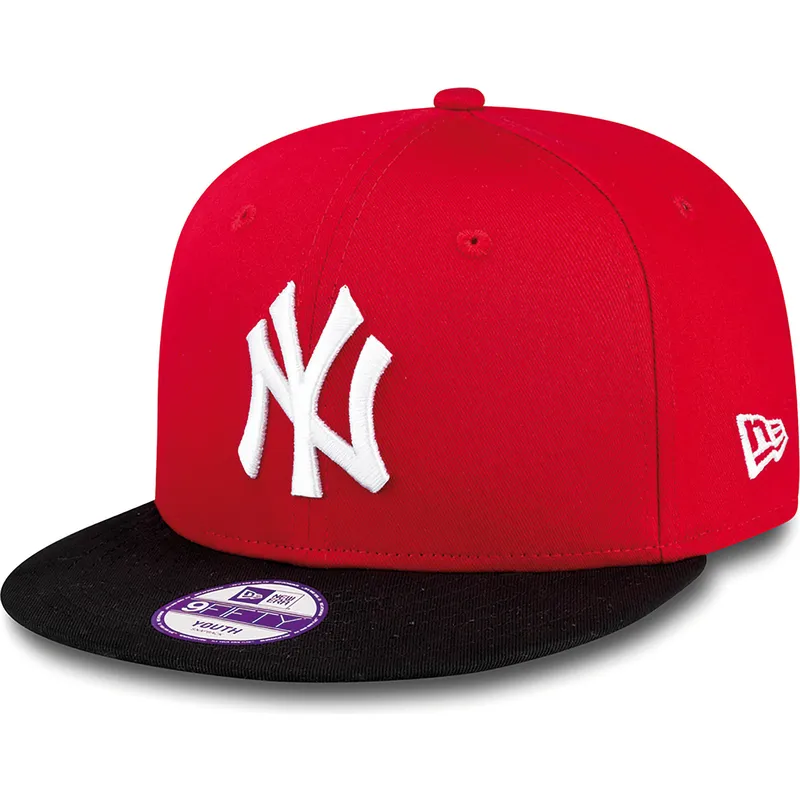 cappelli-piatta-rosso-snapback-per-bambino-9fifty-cotton-block-dei-new-york-yankees-mlb-di-new-era
