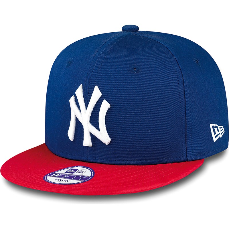 new-era-kinder-flat-brim-9fifty-cotton-block-new-york-yankees-mlb-snapback-cap-blau-